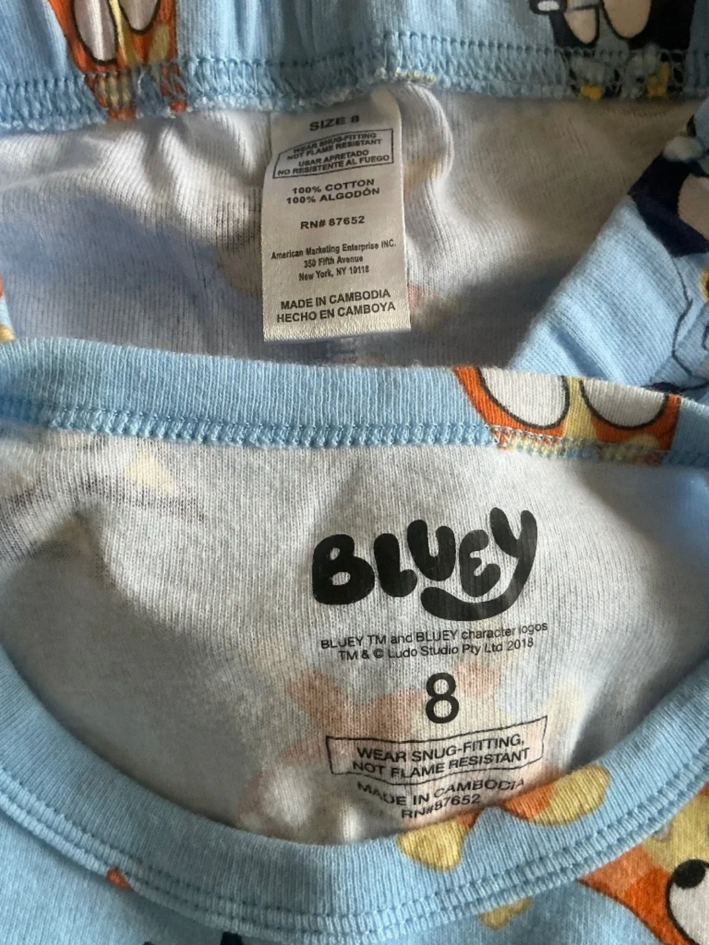 Bundle of 2 BLUEY Puppy Dog 100% Cotton PJ’s Sz 8